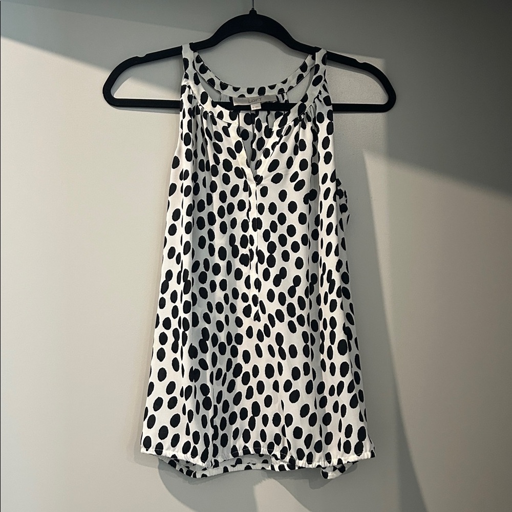 LOFT Monochrome Polka Dot Sleeveless Blouse